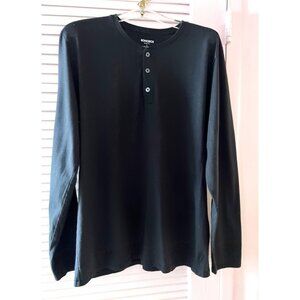 BONOBOS Men’s Size L Slim Fit Black Long Sleeve Henley Cotton & DryTex Acrylic
